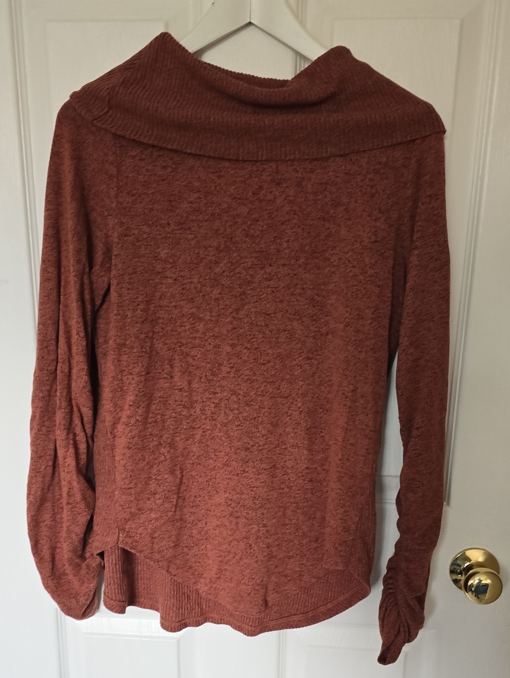 Northern Reflections Cowl Neck Sweater in Rust